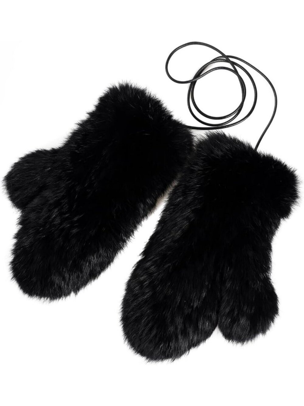 Cozy Women's Genuine Rabbit Fur Mittens - Soft Winter Gloves with Removable